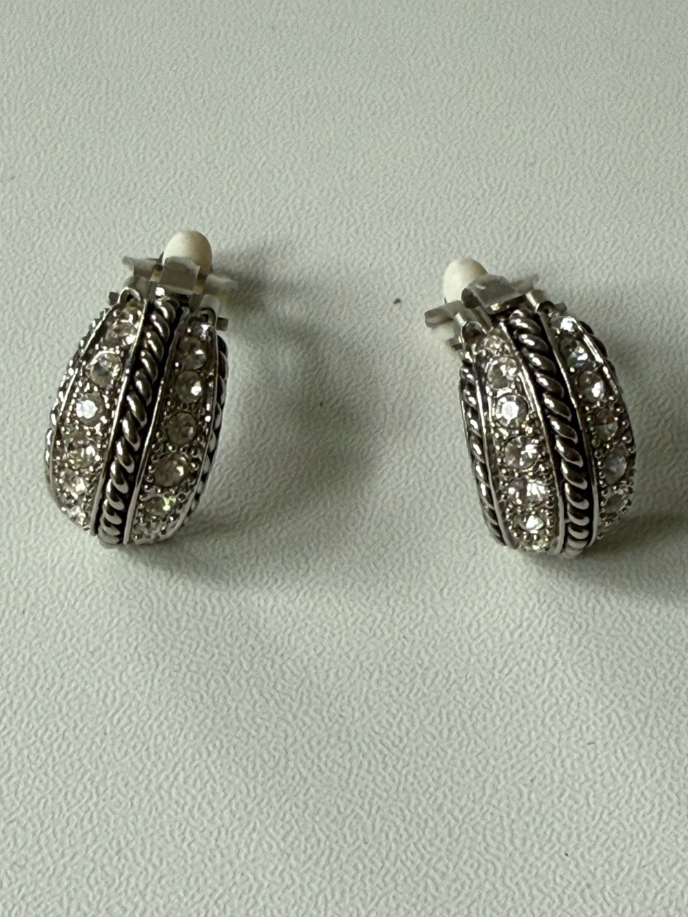 Silver Crystal Hoop Earrings - Elegant Women's Jewelry